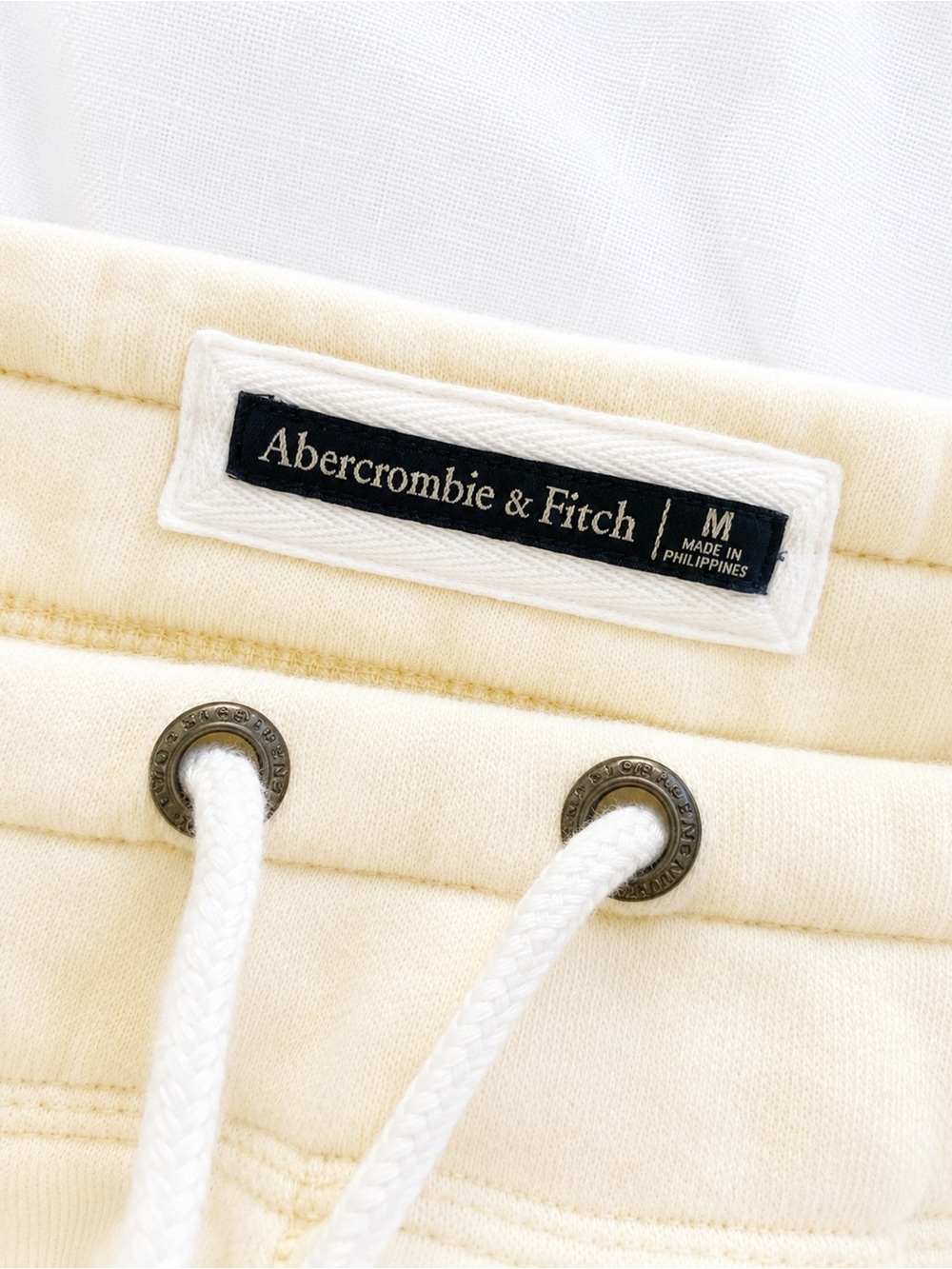 2000s Abercrombie & Fitch Cream Jogger Sweatpants Size M A&F Logo Y2K - Picture 4 of 6